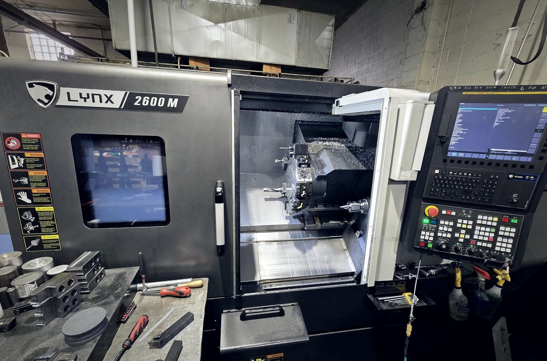 Doosan Lynx 2600M turning centre mid-cycle
